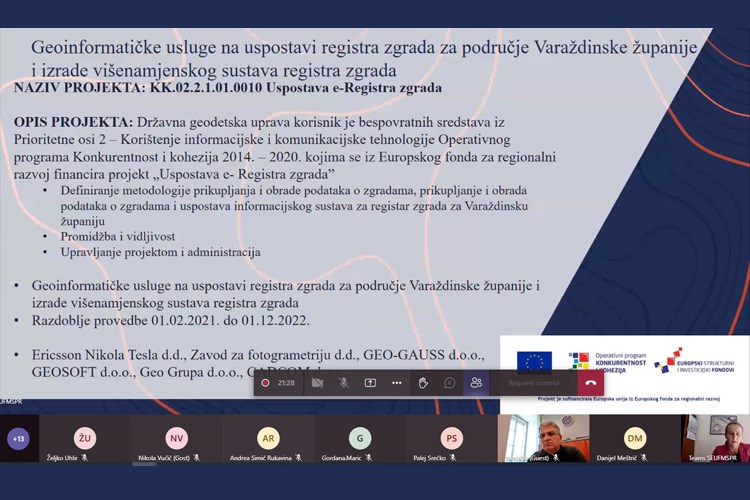 Slika Print screen prezentacije "Geoinformatičke usluge na uspostavi registra zgrada za područje Varaždinske županije i izrade višenamjenskog informacijskog sustava registra zgrada"
